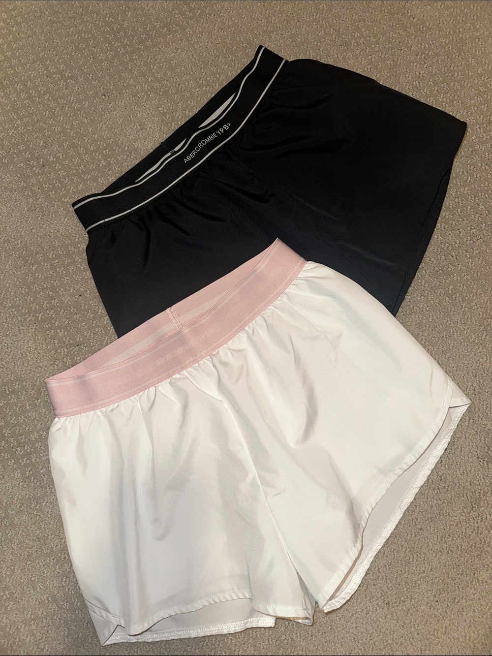 New! (2) Abercrombie & Fitch Black and White  Athletic Shorts Waistband